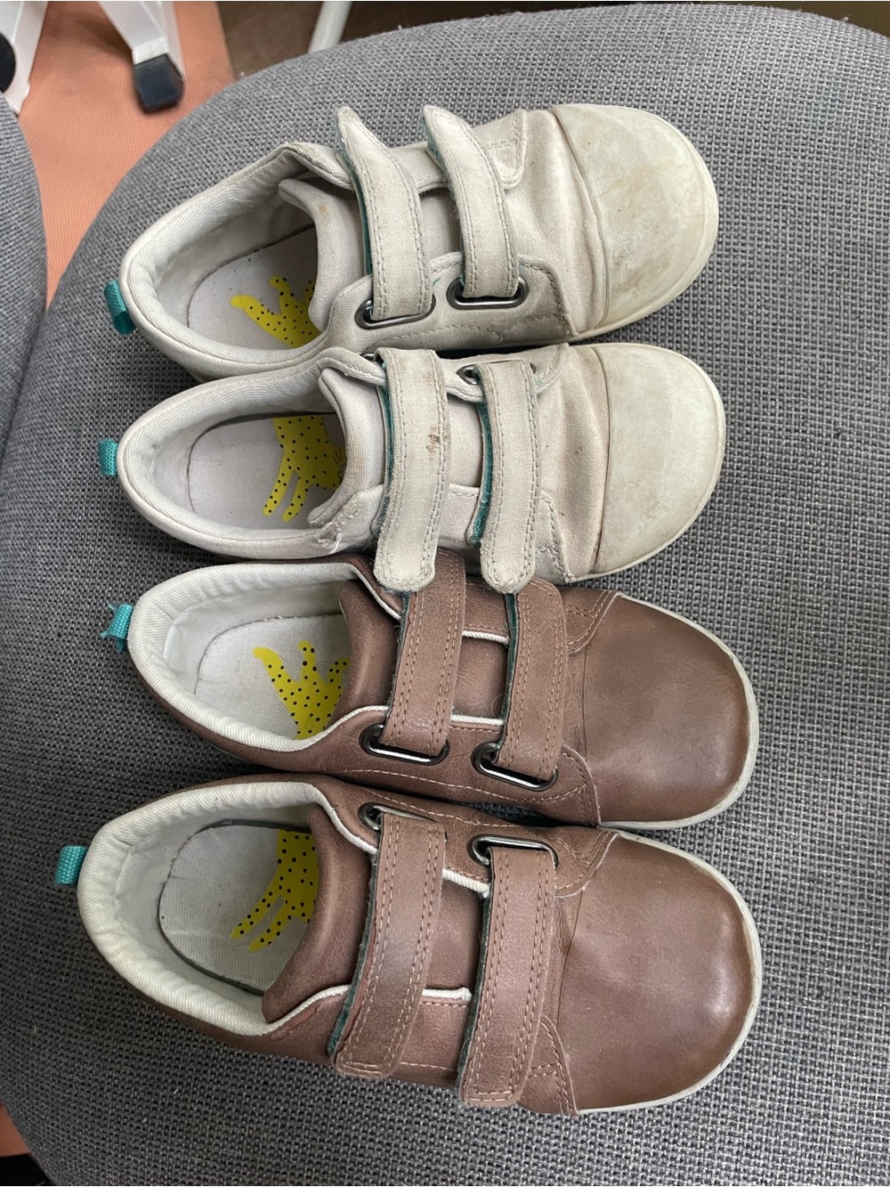 Ten little barefoot wide Sneakers - White and Brown